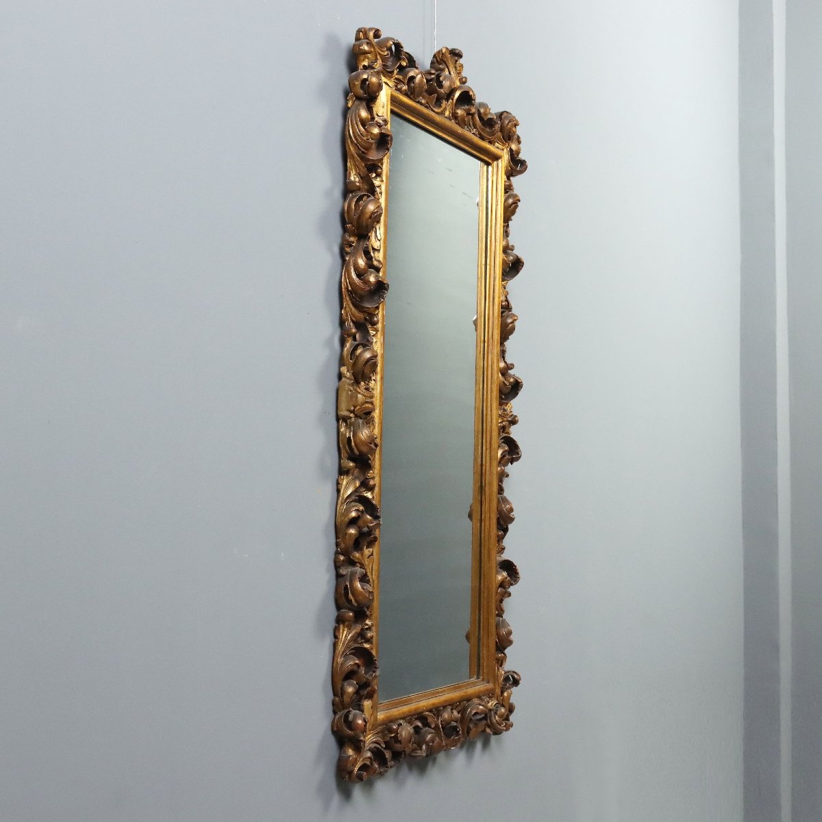 Miroir Style Baroque en Bois Doré Italie du XXe siècle-photo-3