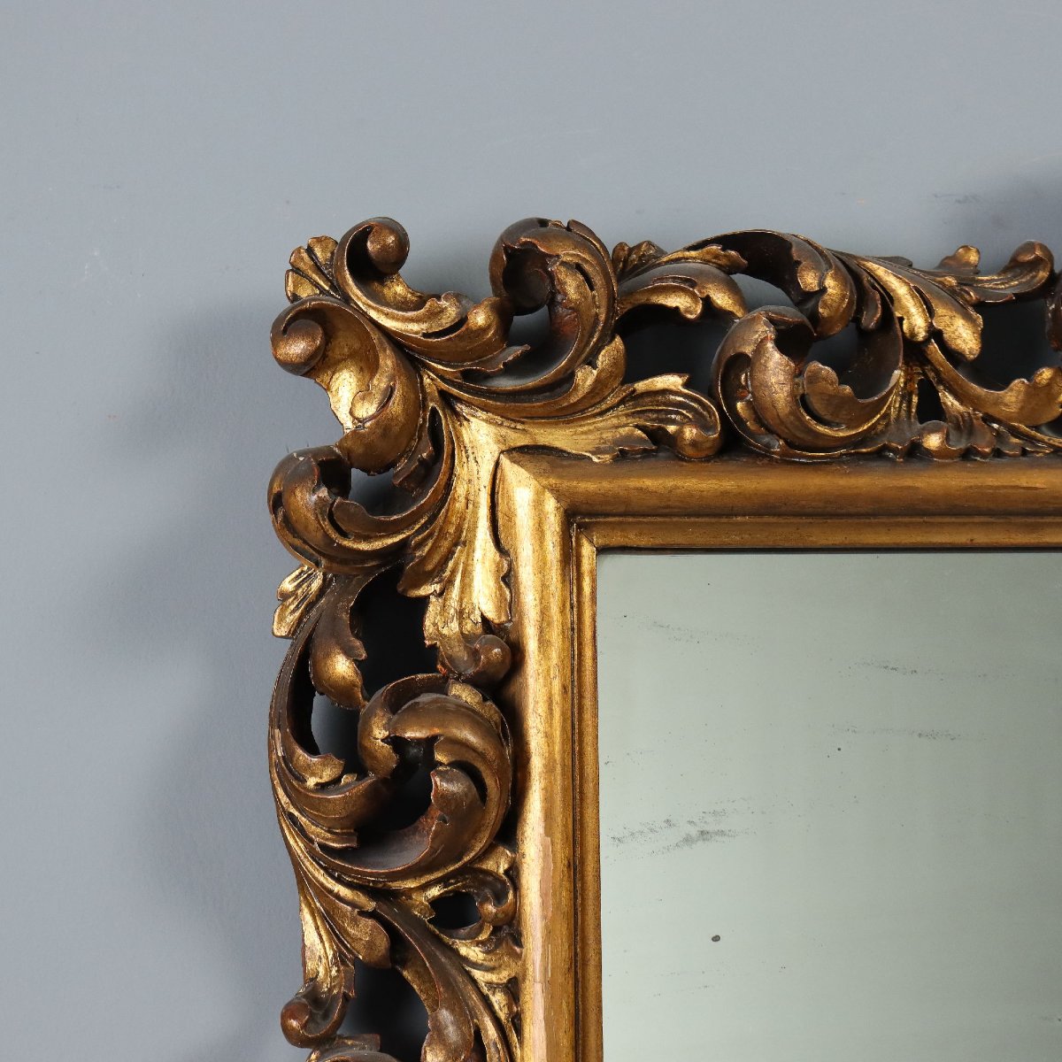 Miroir Style Baroque en Bois Doré Italie du XXe siècle-photo-2