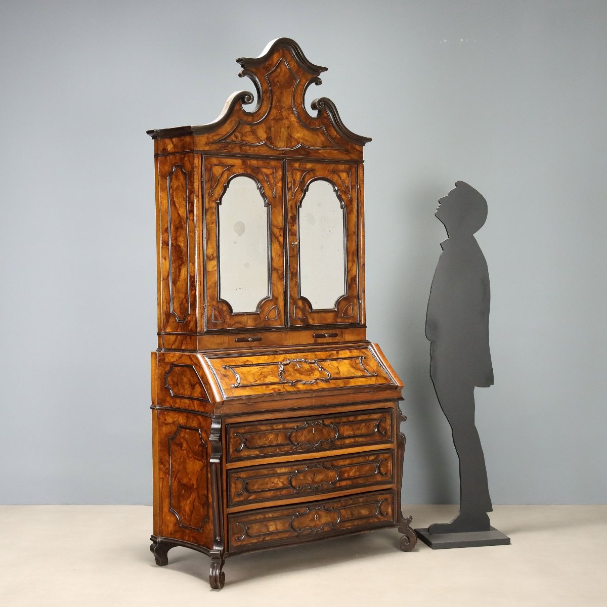 Trumeau Lombard de Style - Noyer et Ronce de Noyer-photo-2