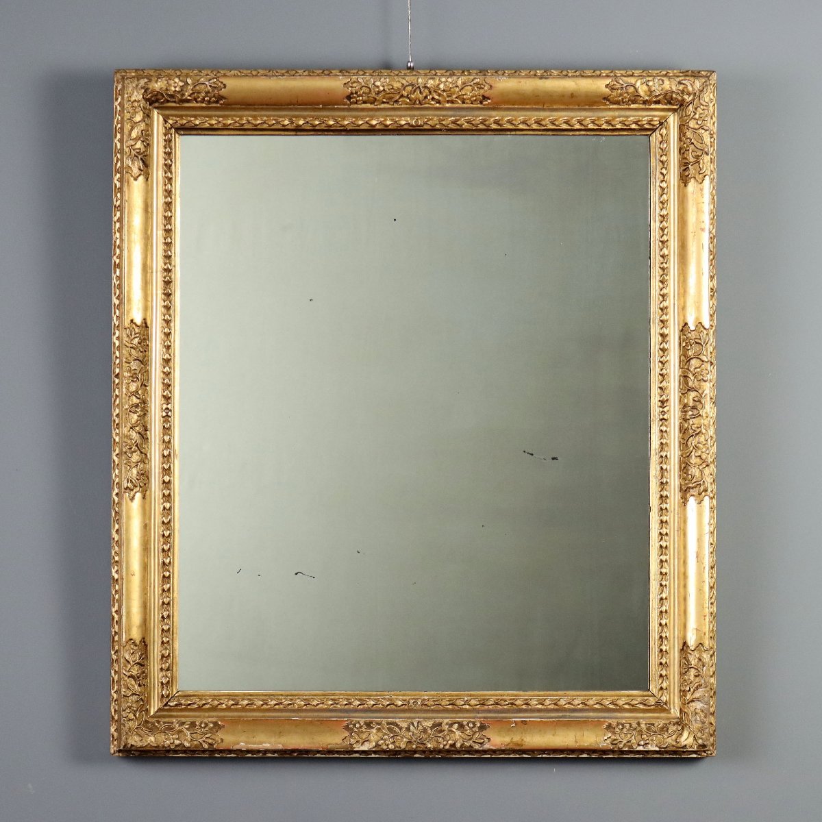 19th-century Carved And Gilded Wooden Mirror, Italy, Mid-19th Century