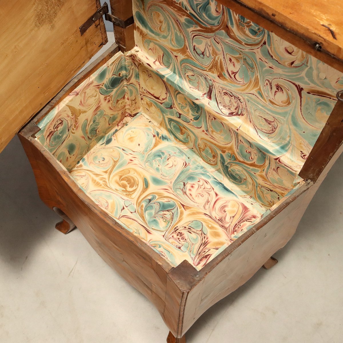 Petit Meuble Baroque Ancien Noyer Merisier Italie du XVIIIe Siècle-photo-2