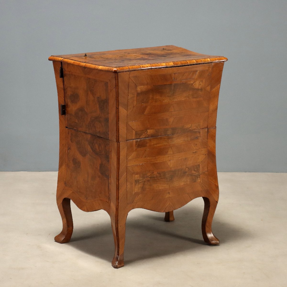 Petit Meuble Baroque Ancien Noyer Merisier Italie du XVIIIe Siècle