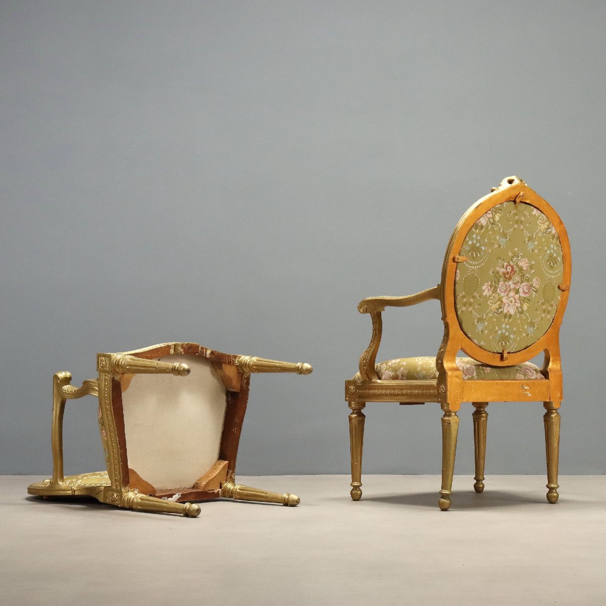 Groupe de Dix Fauteuils Néoclassiques en Bois Doré  Italie, troisième quart du XIXe siècle-photo-3