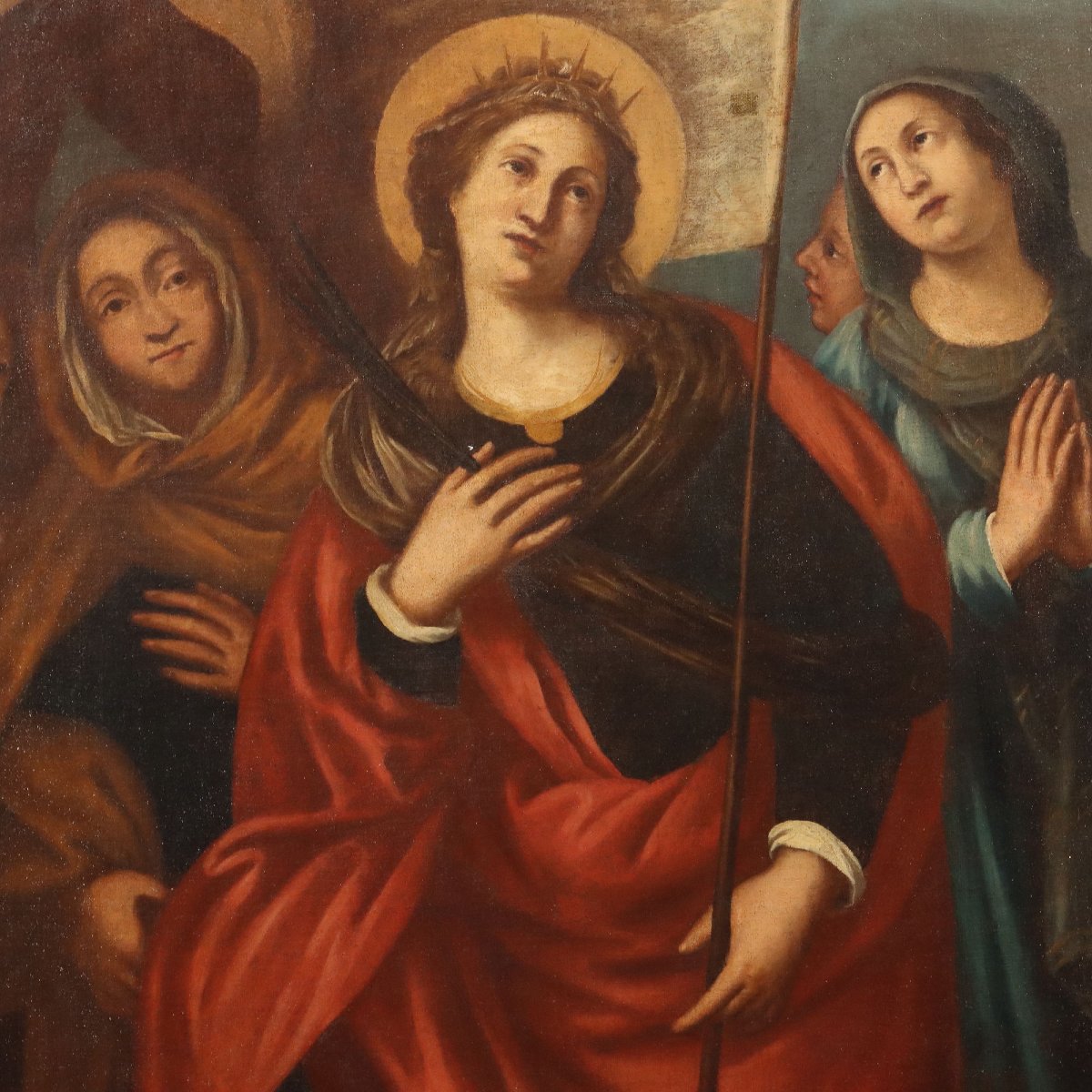 Tableau Ancien Sujét Sacré Huile sur Toile Italie XVIIe-XVIIIe Siècle-photo-3