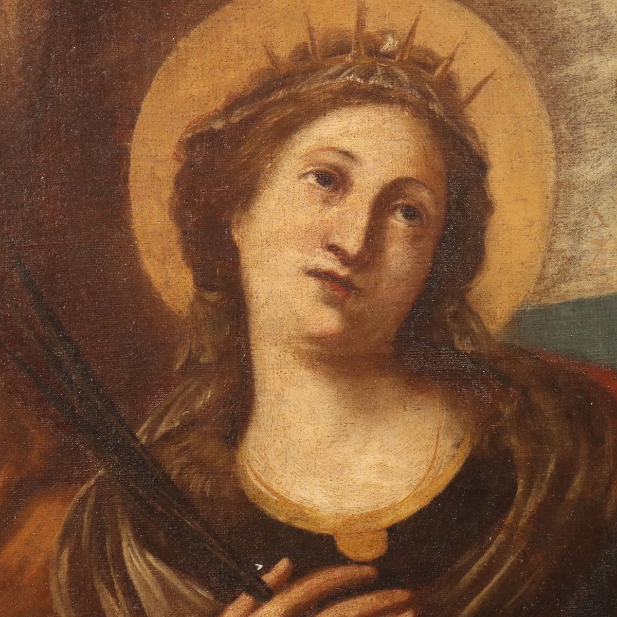 Tableau Ancien Sujét Sacré Huile sur Toile Italie XVIIe-XVIIIe Siècle-photo-4
