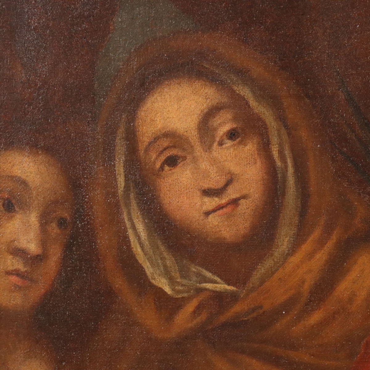 Tableau Ancien Sujét Sacré Huile sur Toile Italie XVIIe-XVIIIe Siècle-photo-3