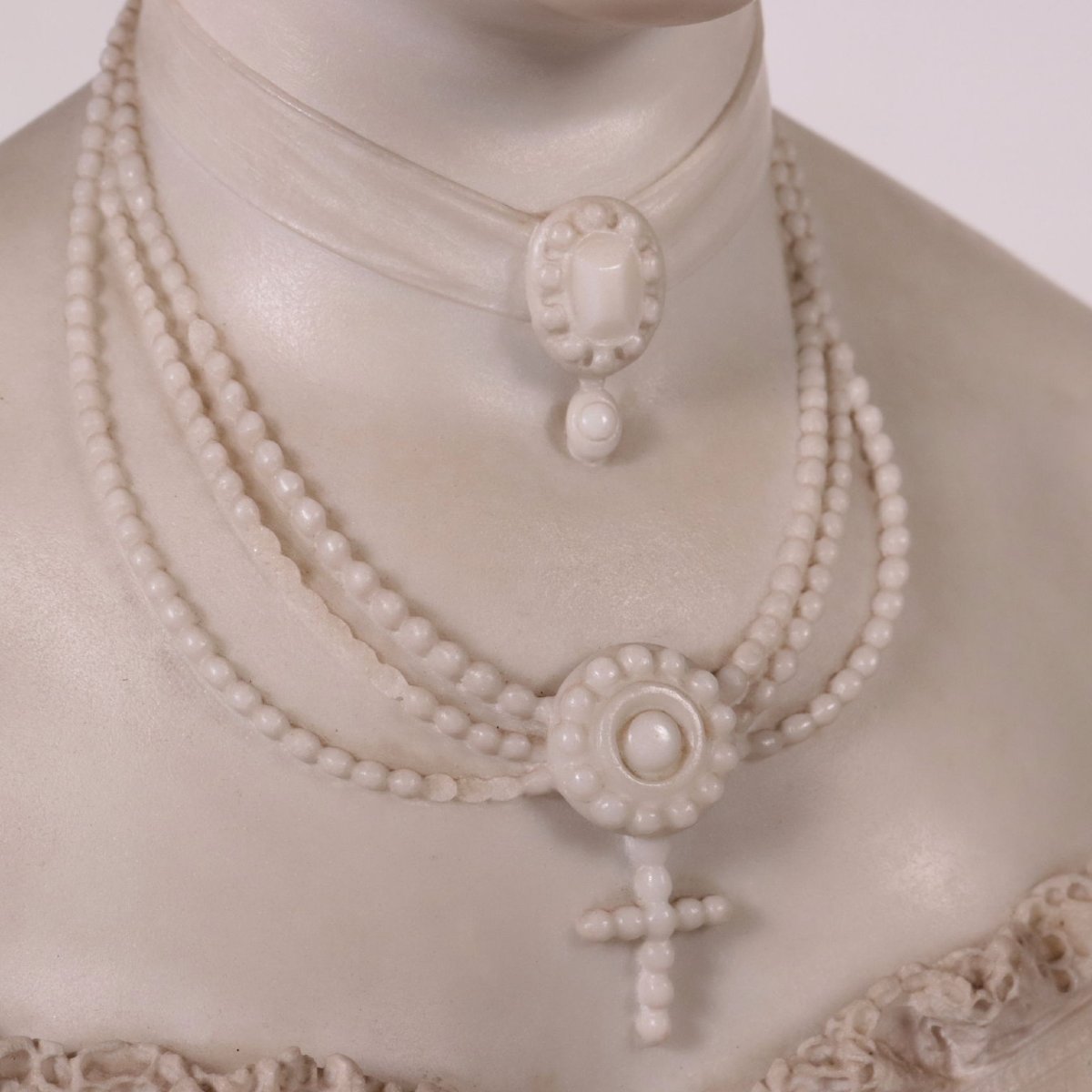 Buste Féminin Ancien Marbre de Carrare Italie XIX Siècle Originale-photo-4