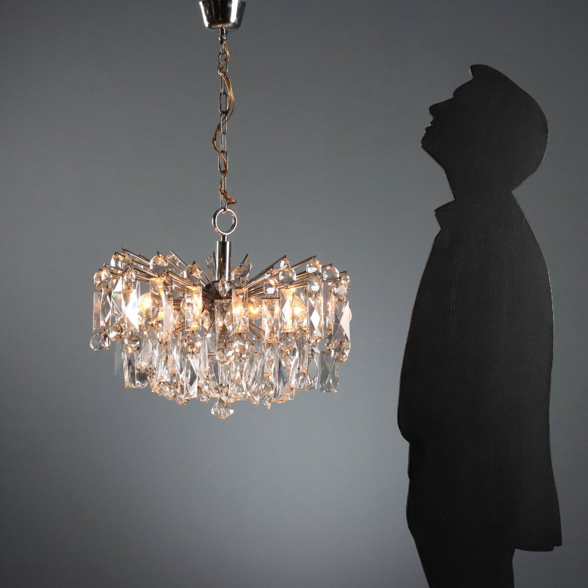 Vintage Ceiling Lamp Metal Glass Design Italy 1970s Original-photo-2