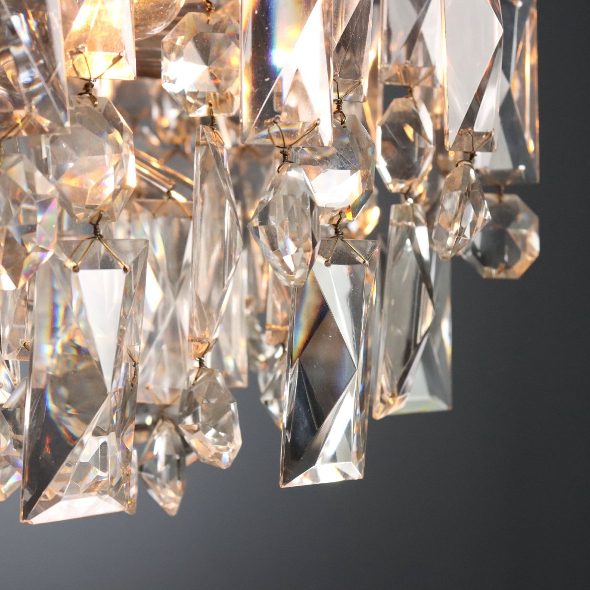 Vintage Ceiling Lamp Metal Glass Design Italy 1970s Original-photo-3