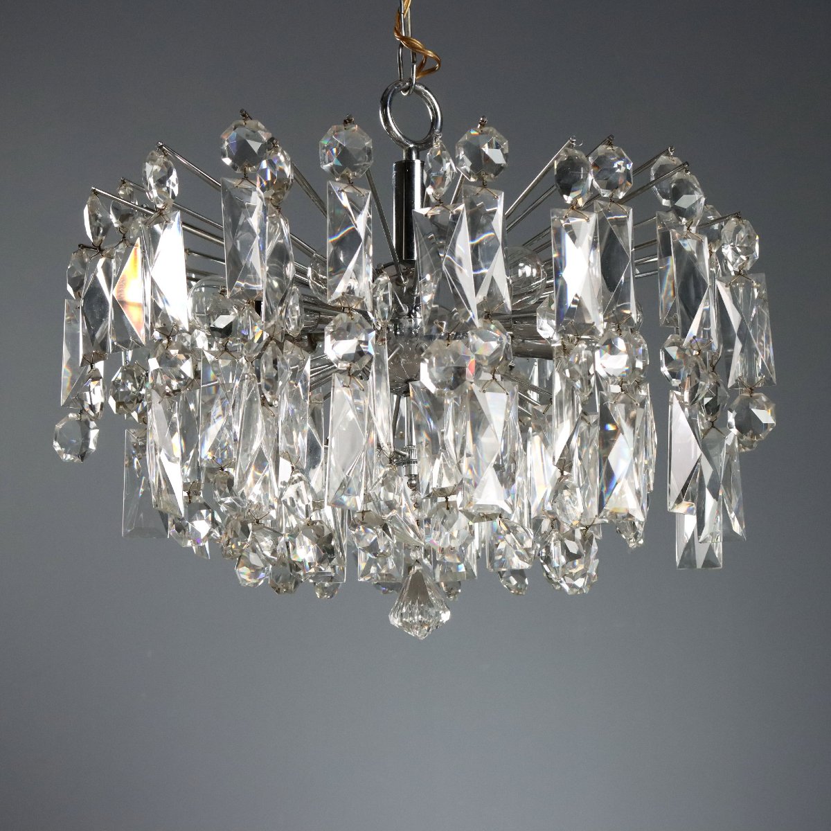 Vintage Ceiling Lamp Metal Glass Design Italy 1970s Original-photo-4