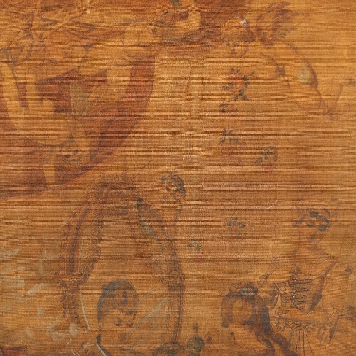 Tapisserie Ancienne Lecture de la Lettre Italie du XIXe Siècle Encadré-photo-7
