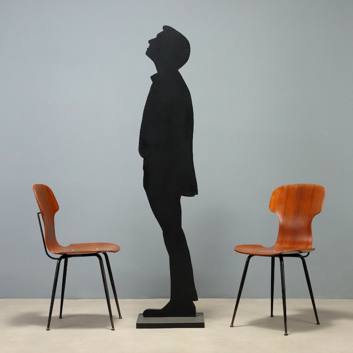 Vintage Chairs Plywood Metal Design Italy 1960s Originals-photo-2