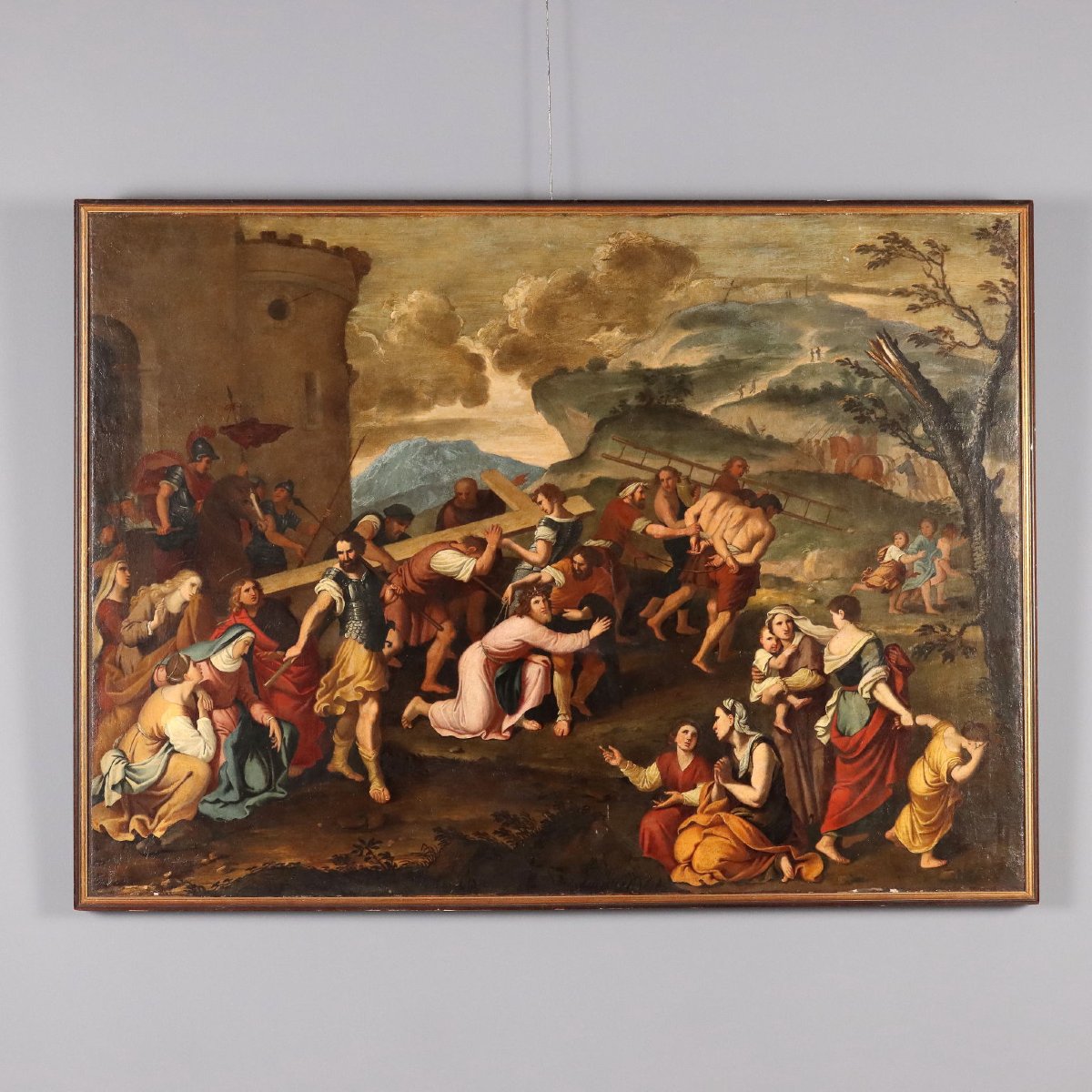 Tableau Ancien Copie par Pierre Mignard Jésus sur le Chemin du Calvair