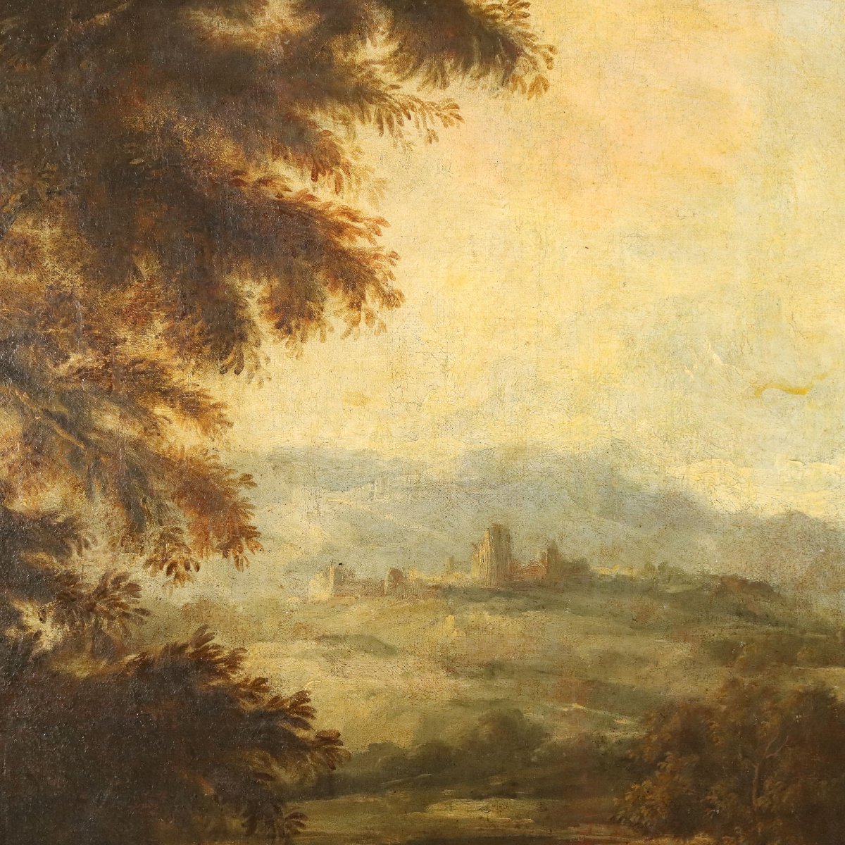 Antique Painting Landscape With Stream Mill XVIII Century Original-photo-5