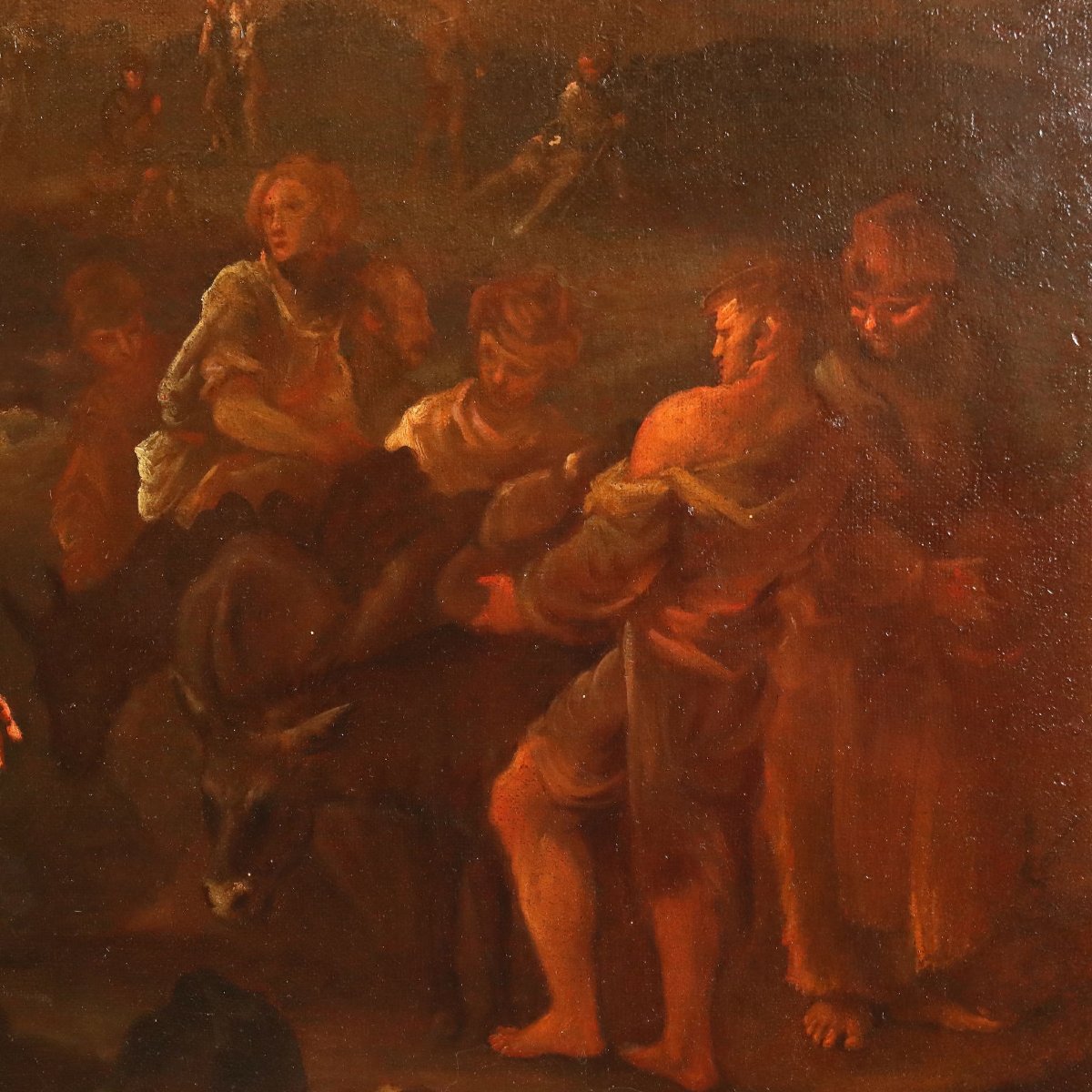 Tableau Ancien avec Sujét Historique Huile sur Toile '600-'700 Original-photo-1