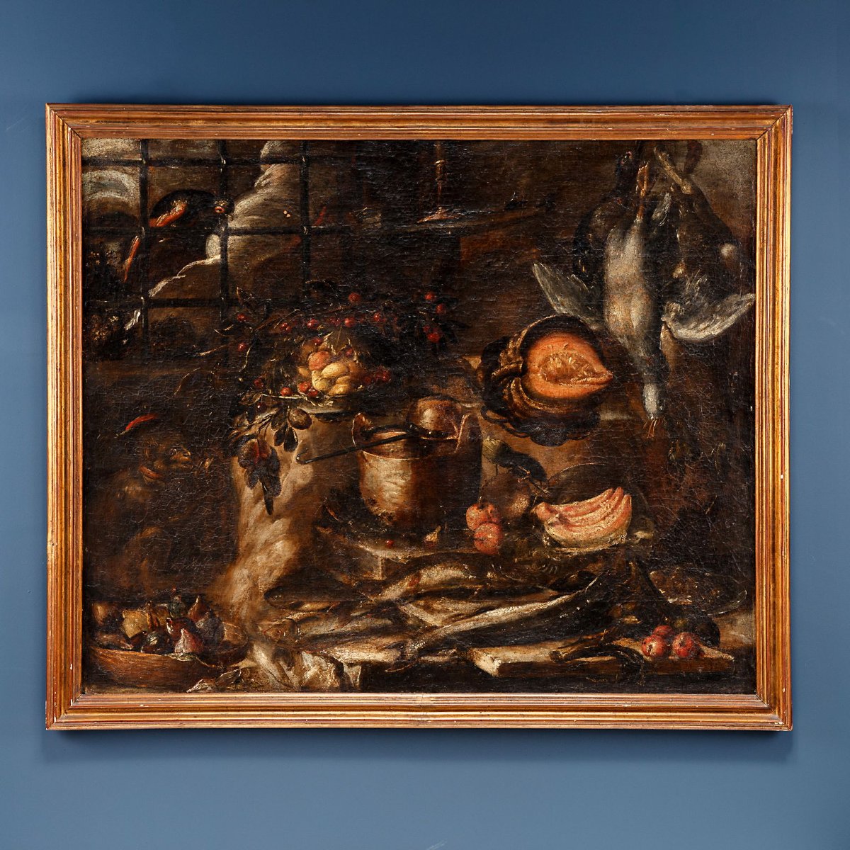 Tableau Ancien Nature Morte Signée Bartolomeo Arbotori XVIIe Siècle