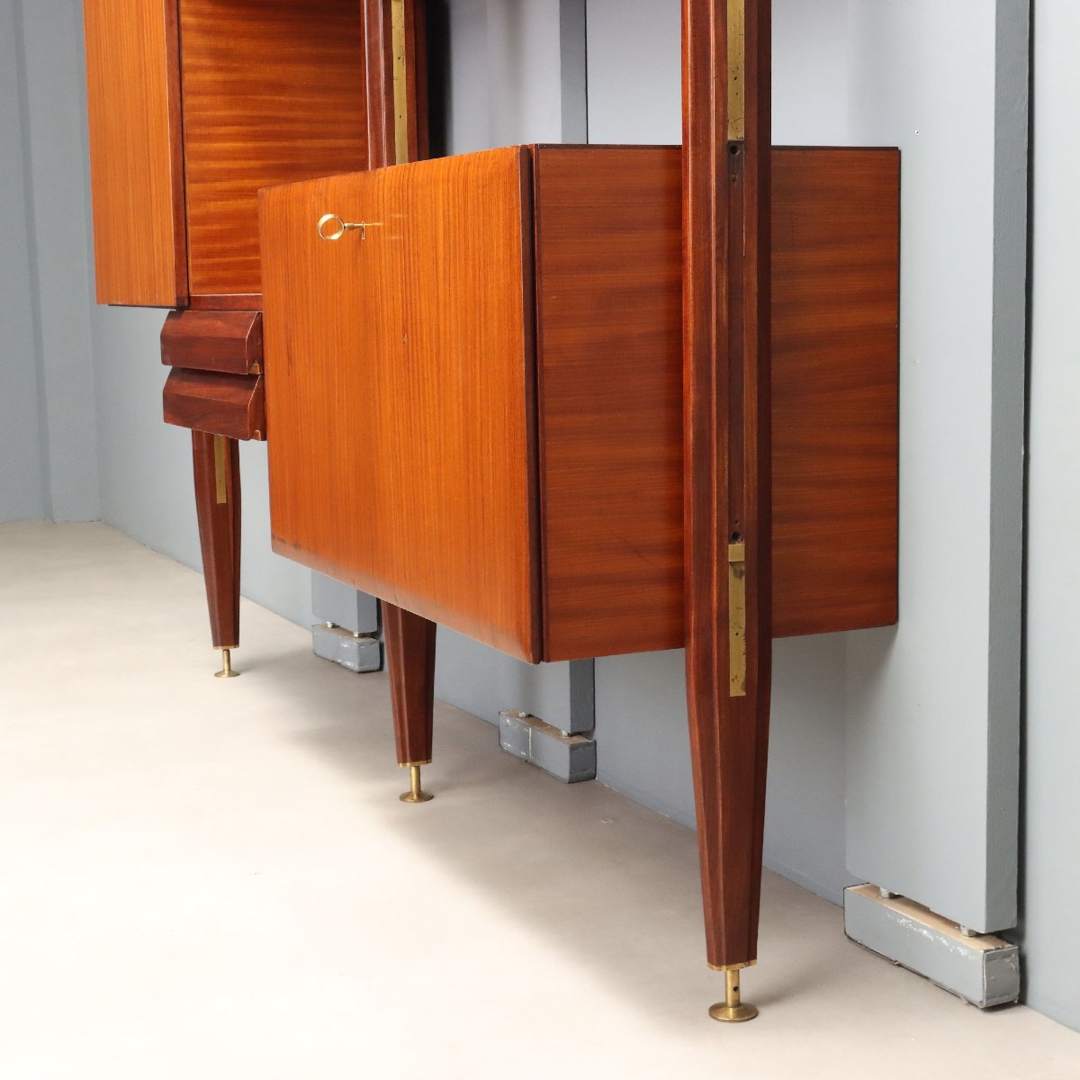Bibliothèque Vintage Bois Plaqué Acajou Design Années 50-60 Originale-photo-3