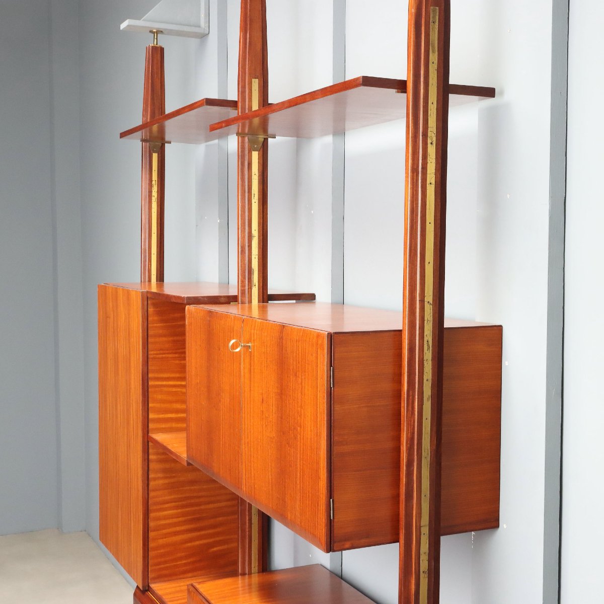Bibliothèque Vintage Bois Plaqué Acajou Design Années 50-60 Originale-photo-4