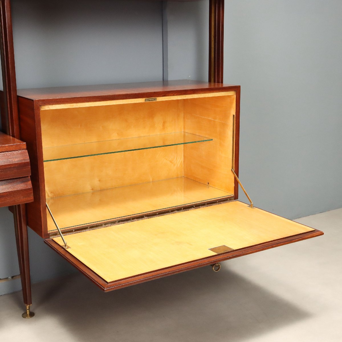 Bibliothèque Vintage Bois Plaqué Acajou Design Années 50-60 Originale-photo-1