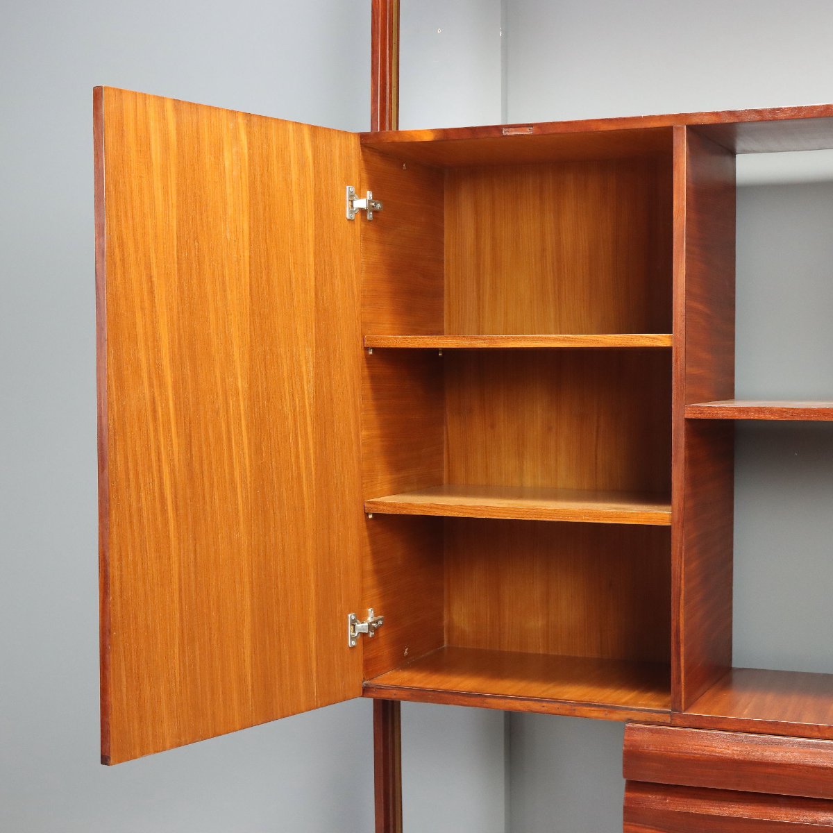 Bibliothèque Vintage Bois Plaqué Acajou Design Années 50-60 Originale-photo-5