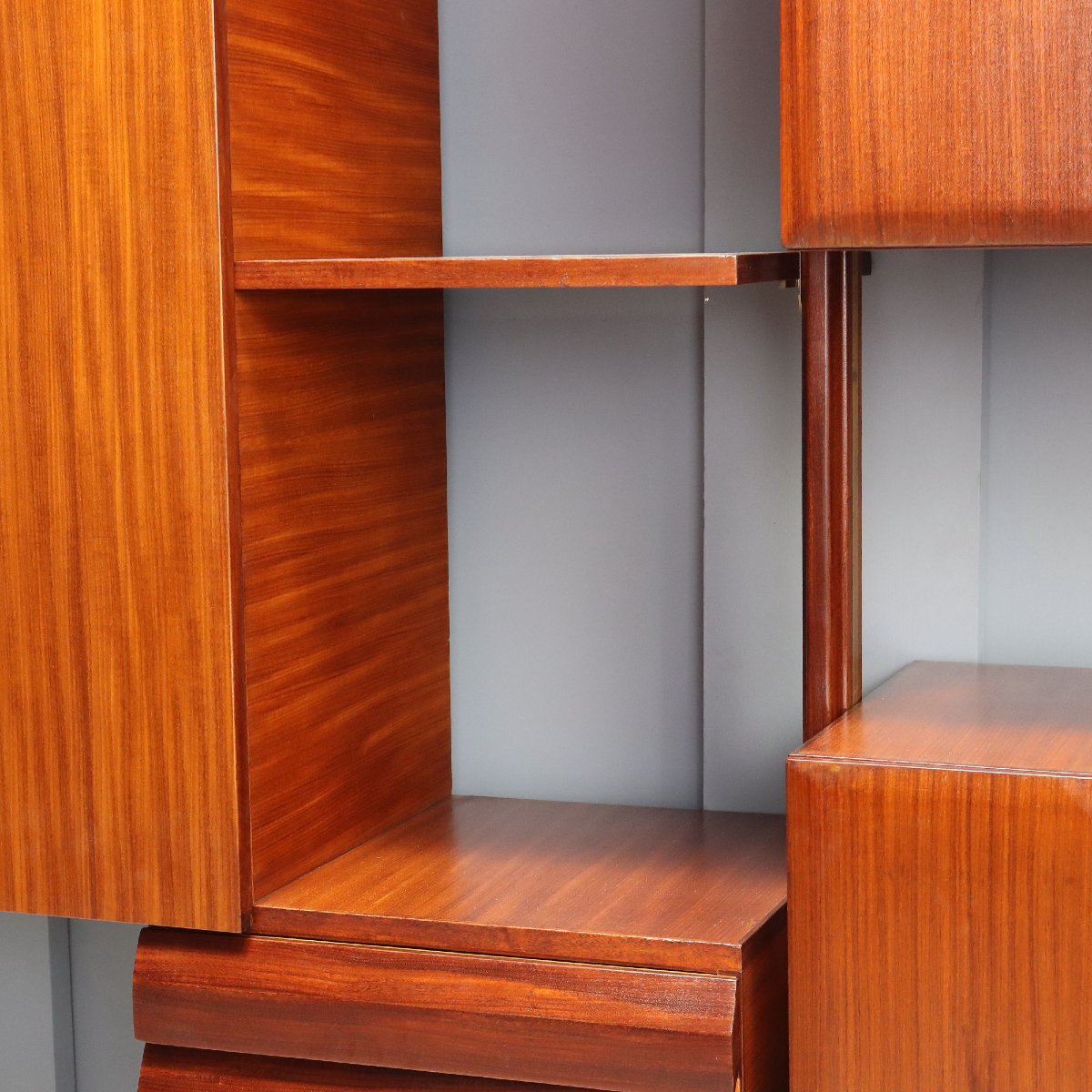 Bibliothèque Vintage Bois Plaqué Acajou Design Années 50-60 Originale-photo-7