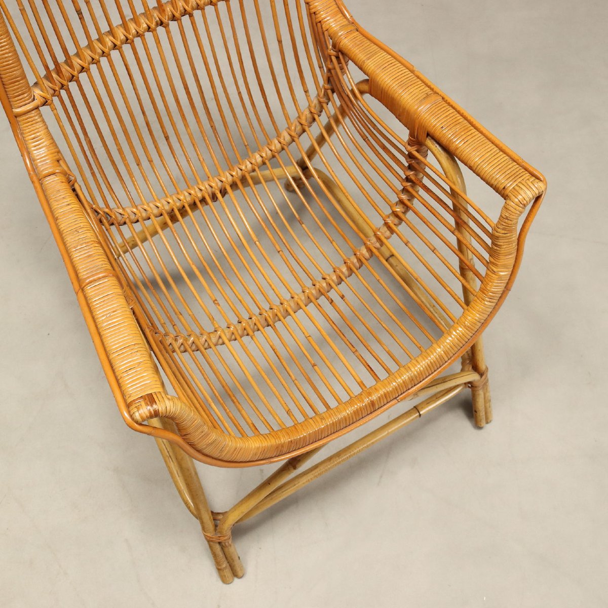 Vintage Armchairs Bamboo Wicker Design Italy 1970s Originals -photo-4