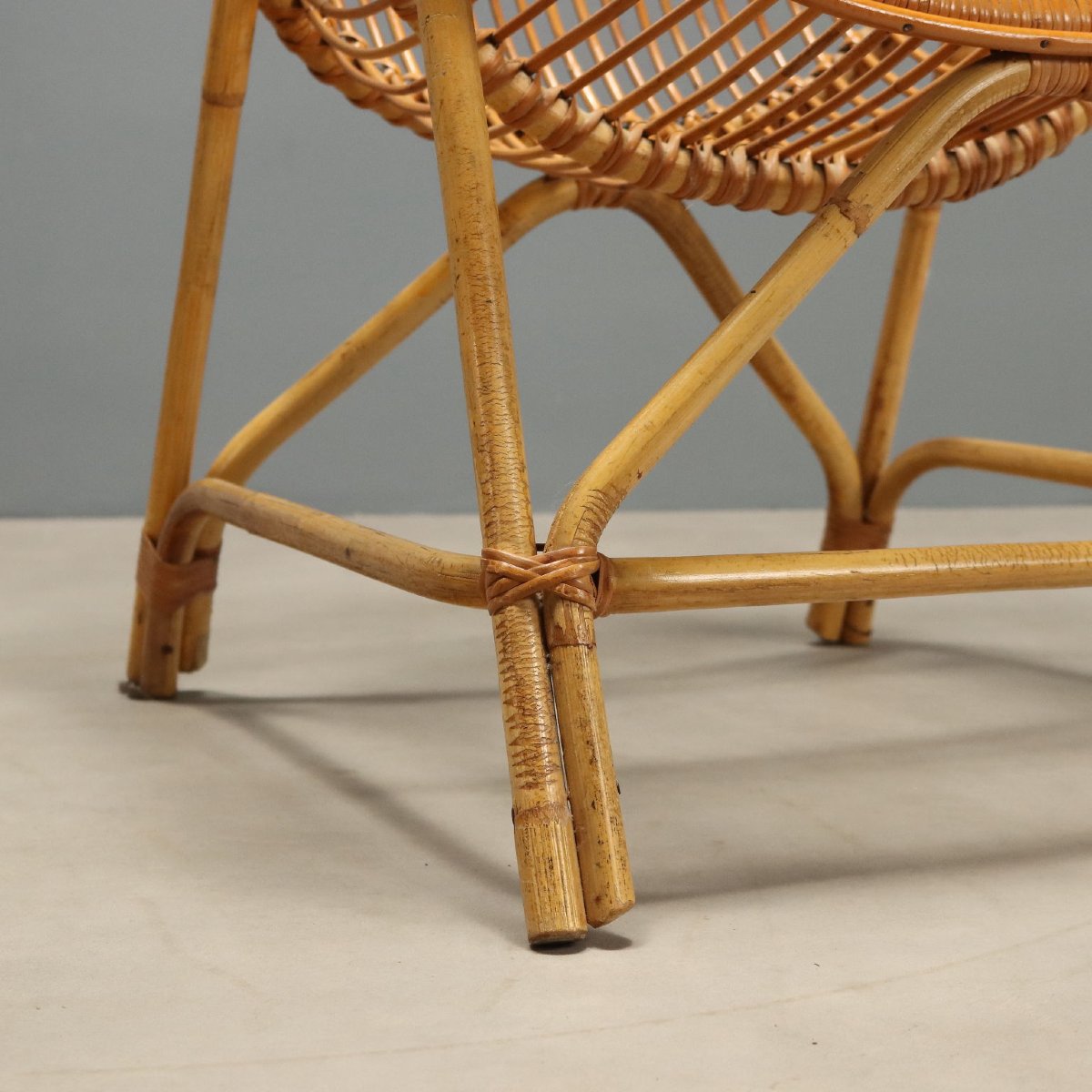 Vintage Armchairs Bamboo Wicker Design Italy 1970s Originals -photo-3