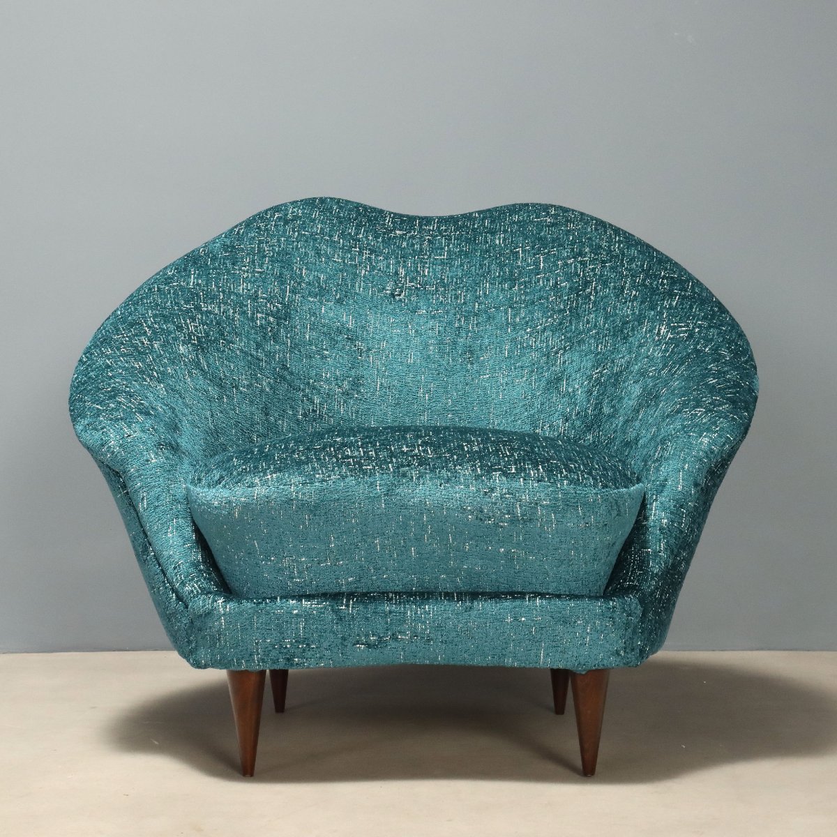 Fauteuils Vintage Tissu Hêtre Design Italie Années 1950 Originaux-photo-3