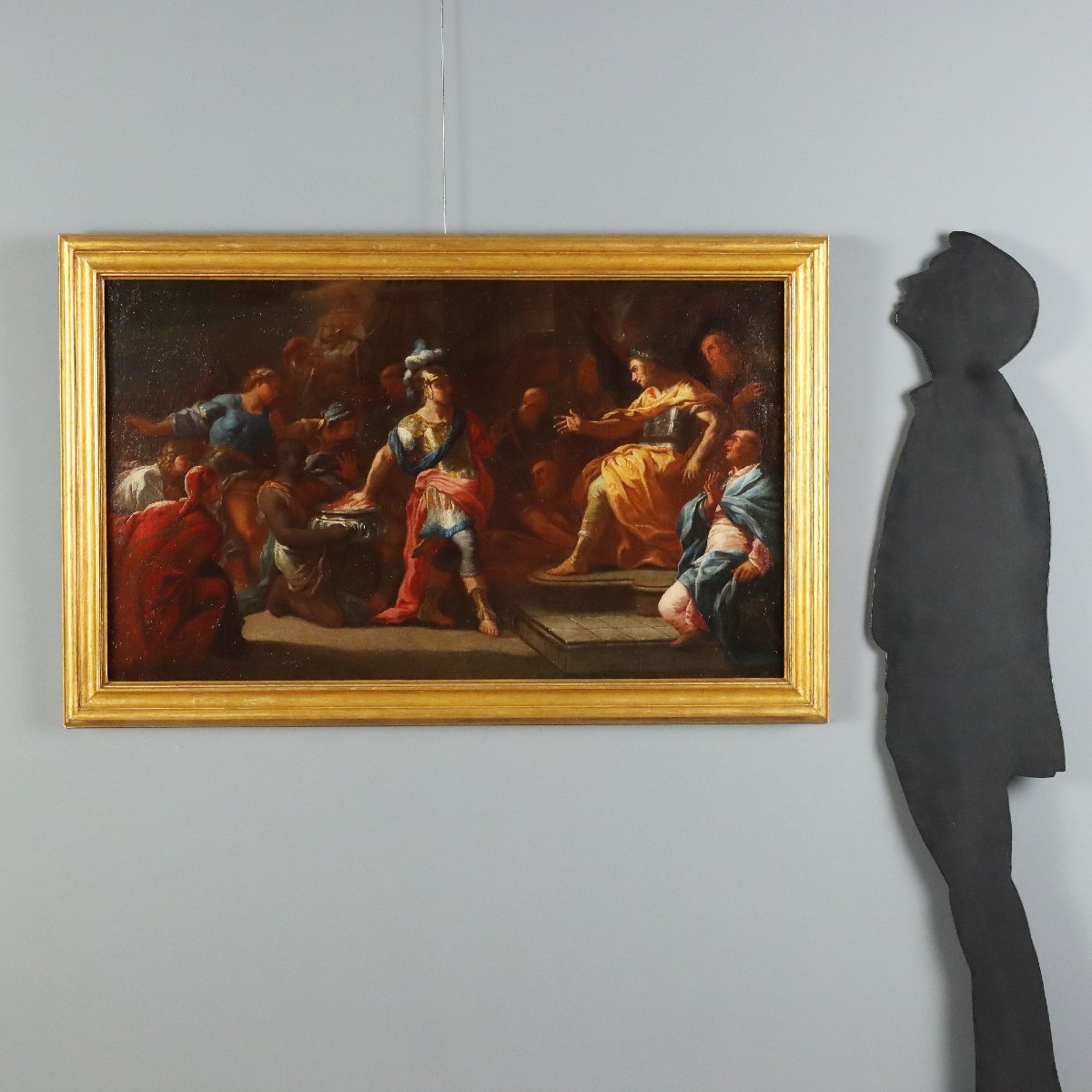 Tableau Ancien Muzio Scevola Huile sur Toile Italie du XVIIe Siècle Original-photo-2