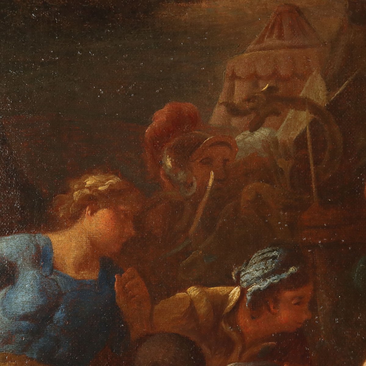 Tableau Ancien Muzio Scevola Huile sur Toile Italie du XVIIe Siècle Original-photo-3