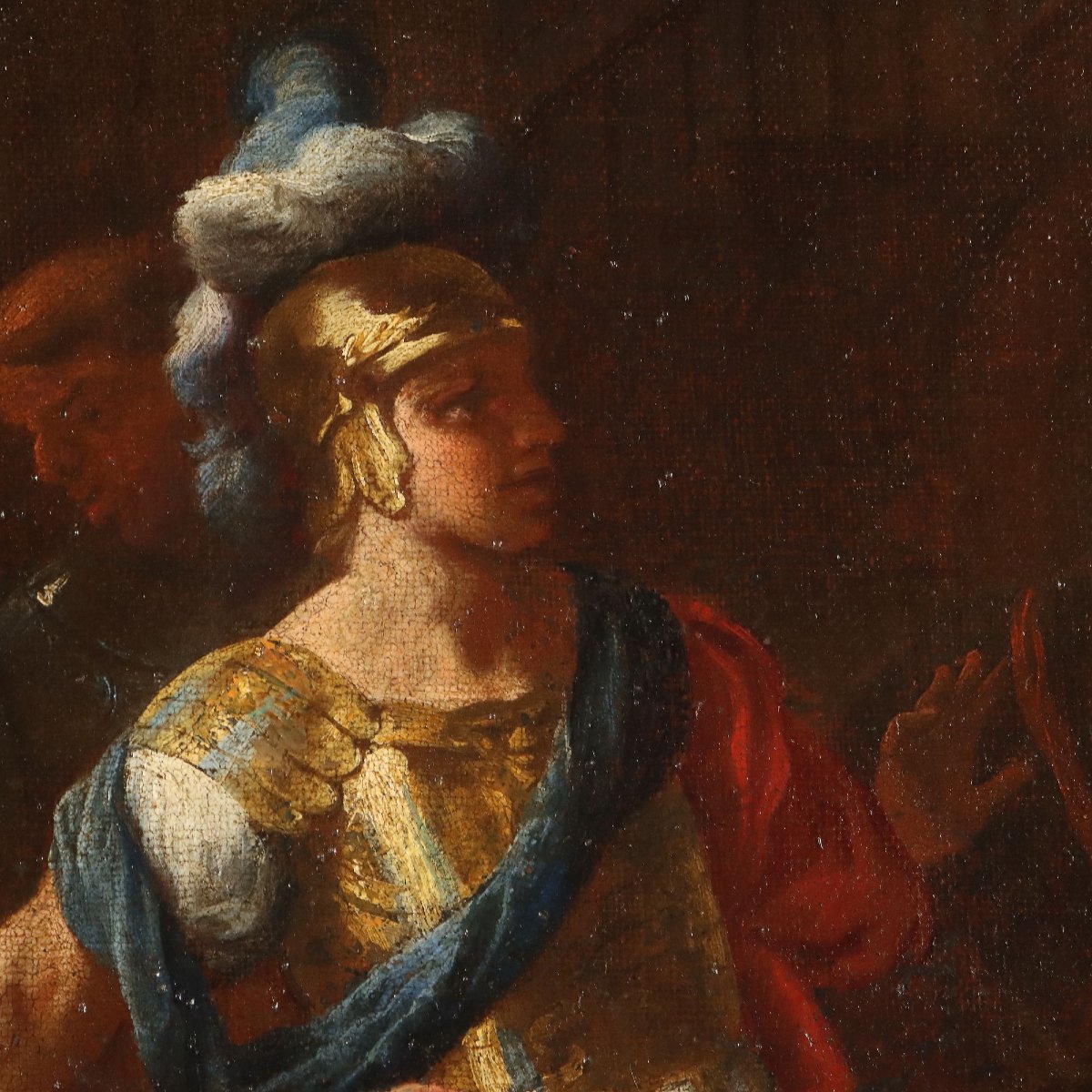 Tableau Ancien Muzio Scevola Huile sur Toile Italie du XVIIe Siècle Original-photo-4