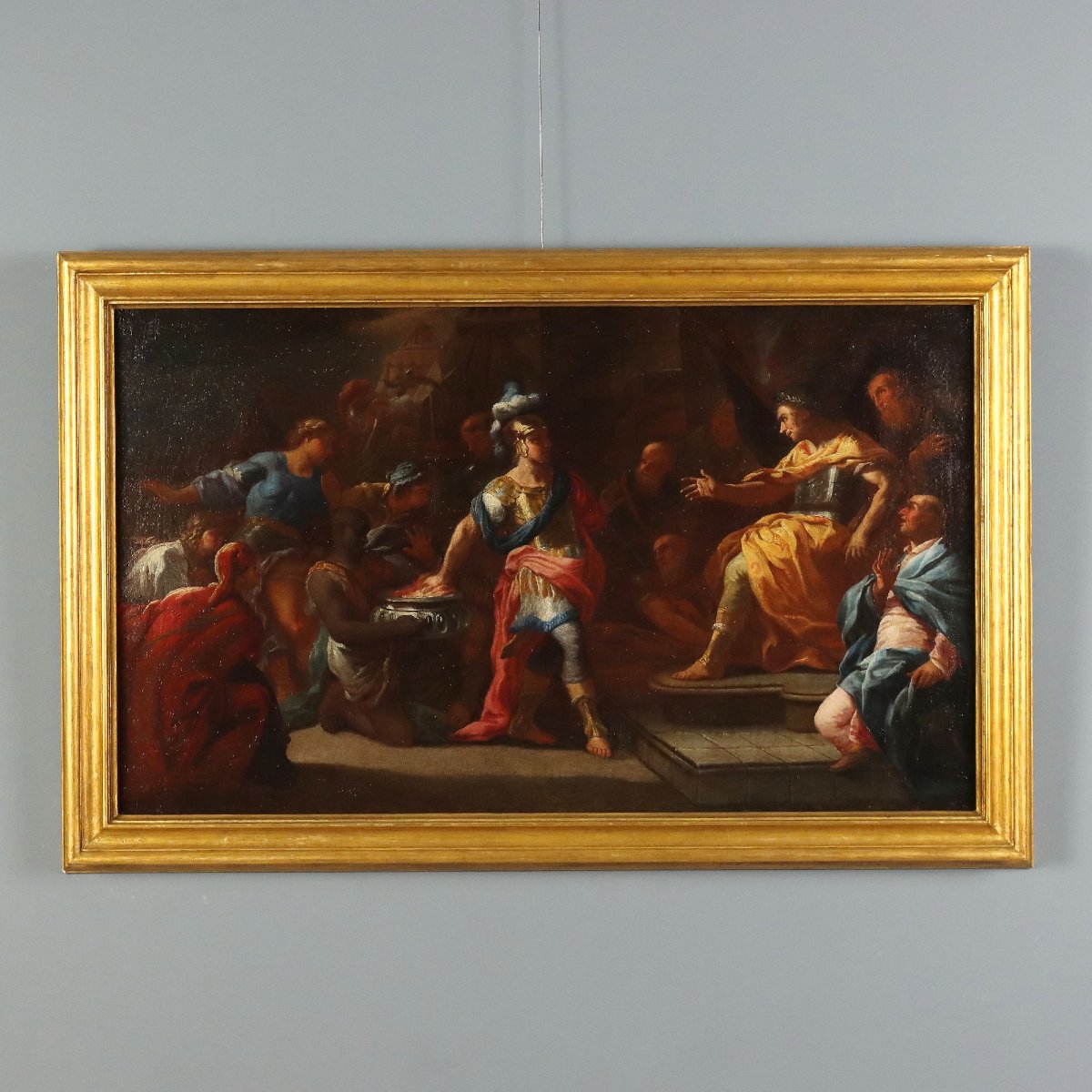 Tableau Ancien Muzio Scevola Huile sur Toile Italie du XVIIe Siècle Original