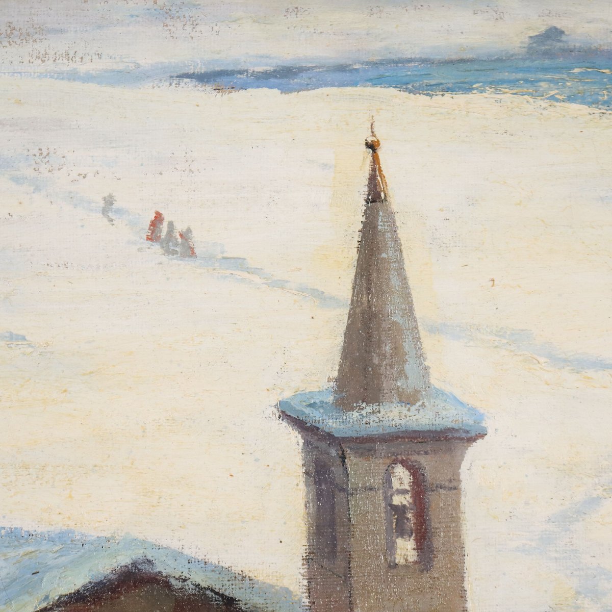 Tableau Ancien Signé Leonardo Roda Paysage Alpin Enneigé XIXe Siècle-photo-4