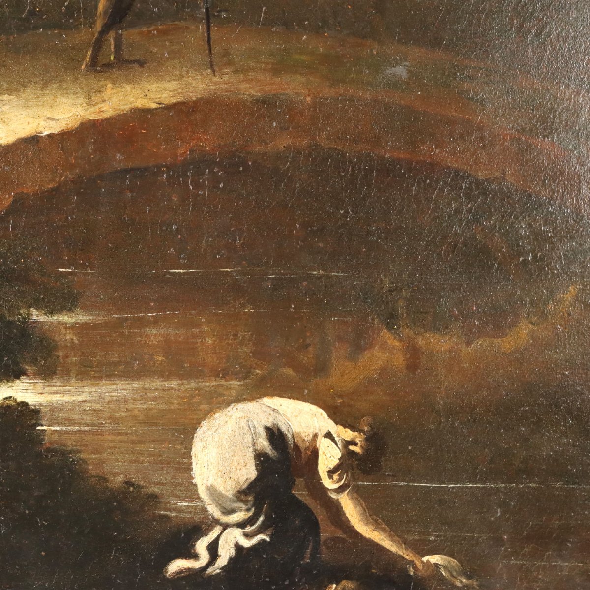 Landscape With River And Figures Oil On Canvas Italy XVIII Century Original-photo-1