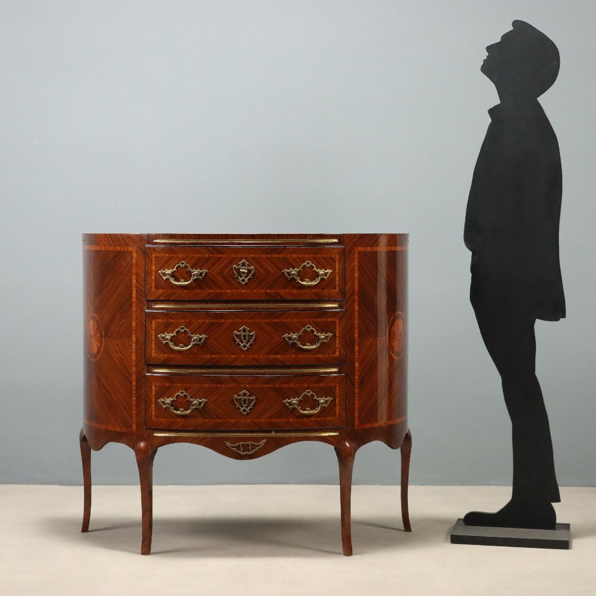 Commode Demi Lune Sicilienne en Palissandre et Bois de Rose début du XXe siècle-photo-2