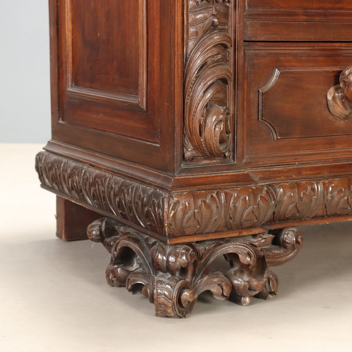 Commode Style Baroque en Noyer - Italie Milieu XXe Siècle-photo-1