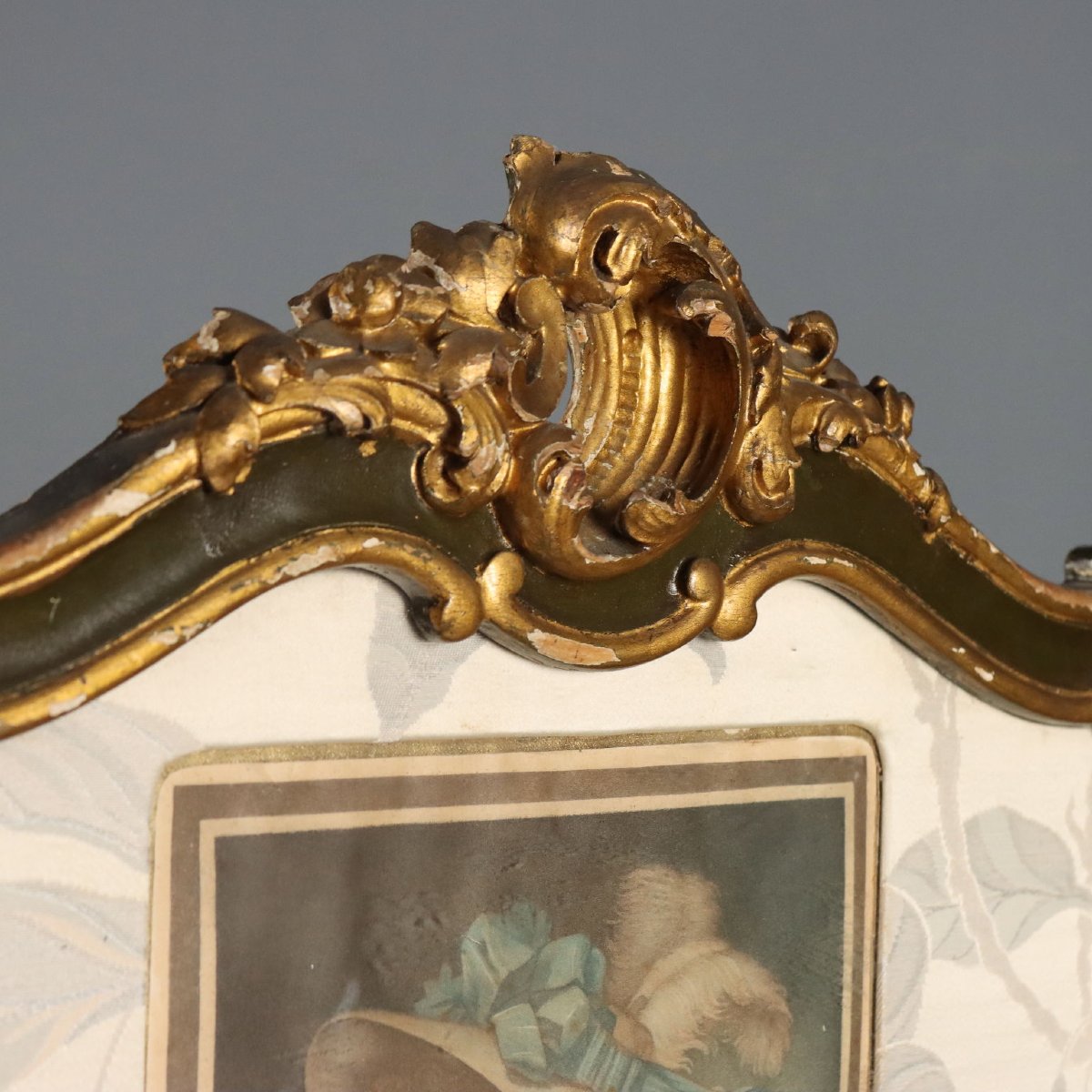 Paravent Baroque Ancien Bois Doré Italie du XIXe Siècle-photo-6
