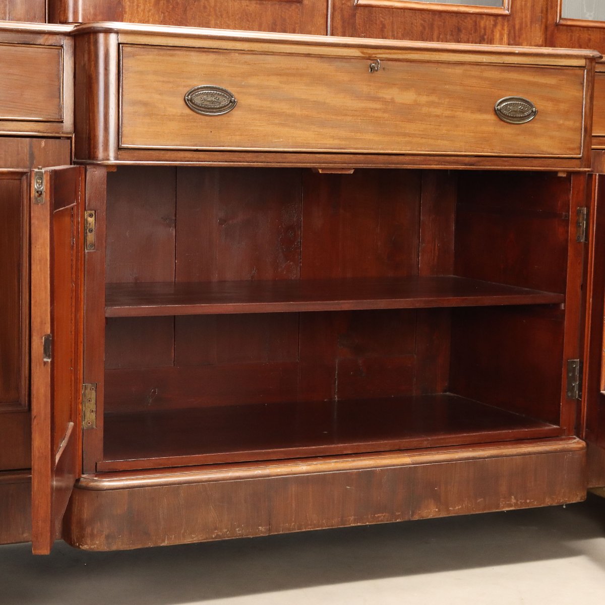 Three-section Mahogany Bookcase With Top Shelf, England, Late 19th Century-photo-3