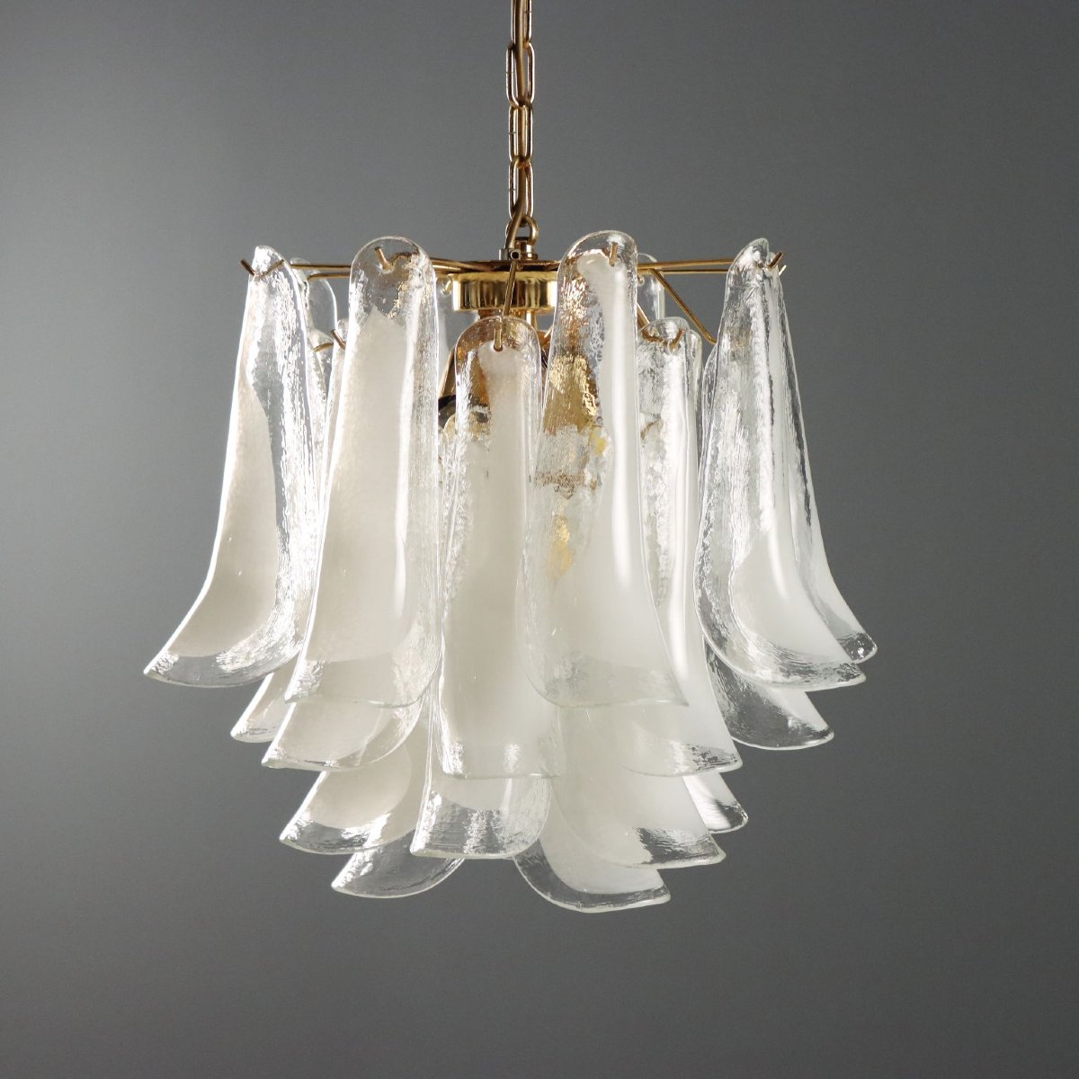 Lustre Vintage Novaresi Milan Verre Laiton Design Italie Années 80-photo-3