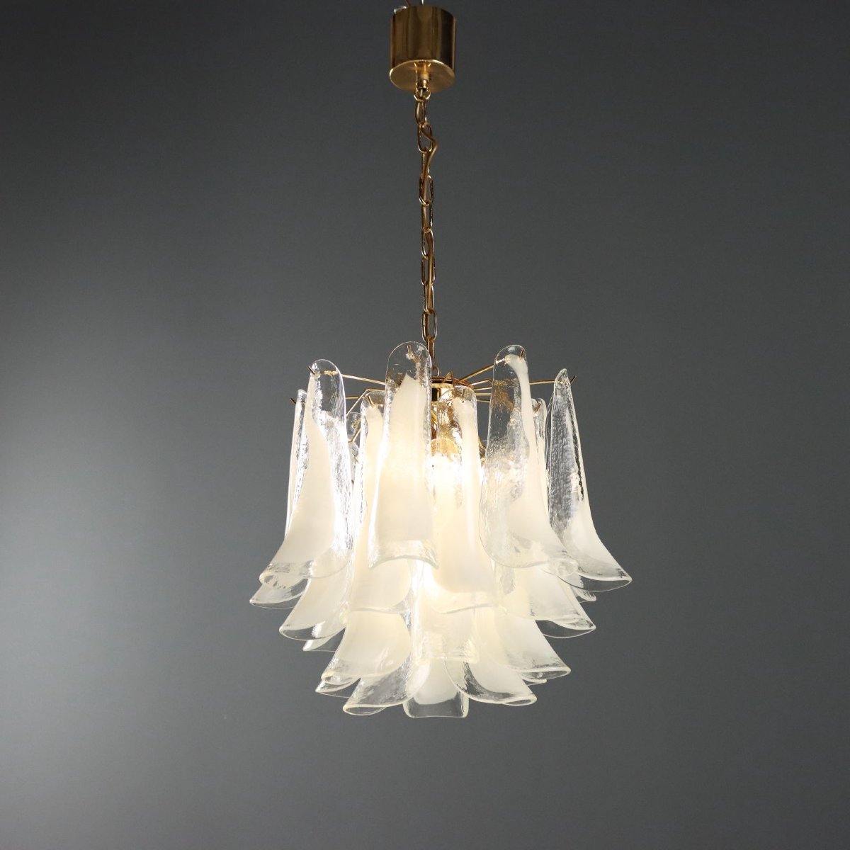 Lustre Vintage Novaresi Milan Verre Laiton Design Italie Années 80