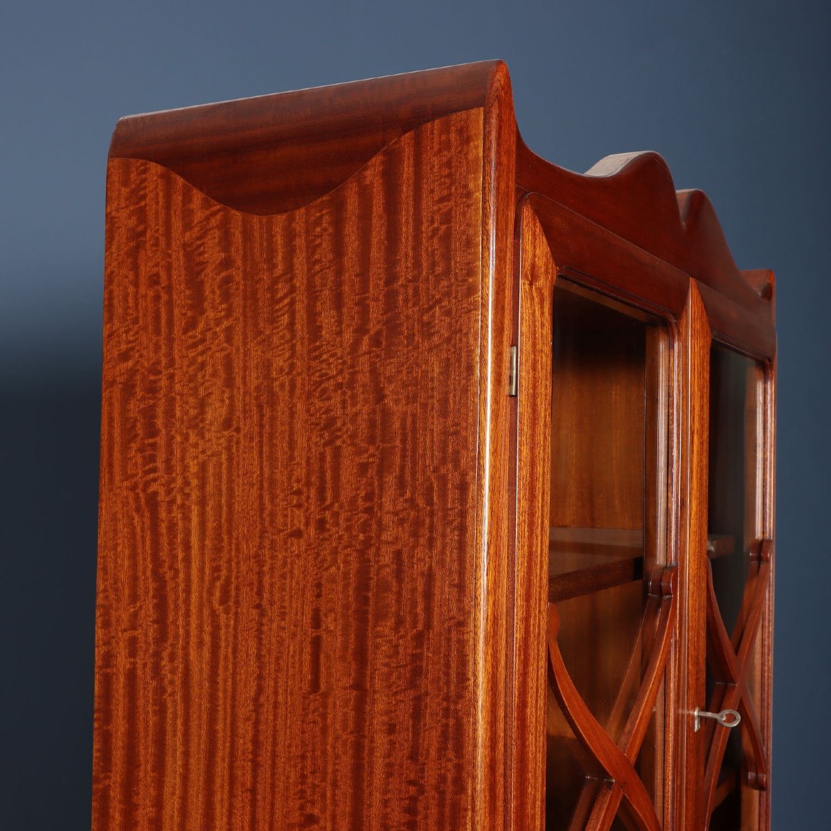Vintage Trumeau Mahogany Wood Veneer Design Italy 1950s Original-photo-3