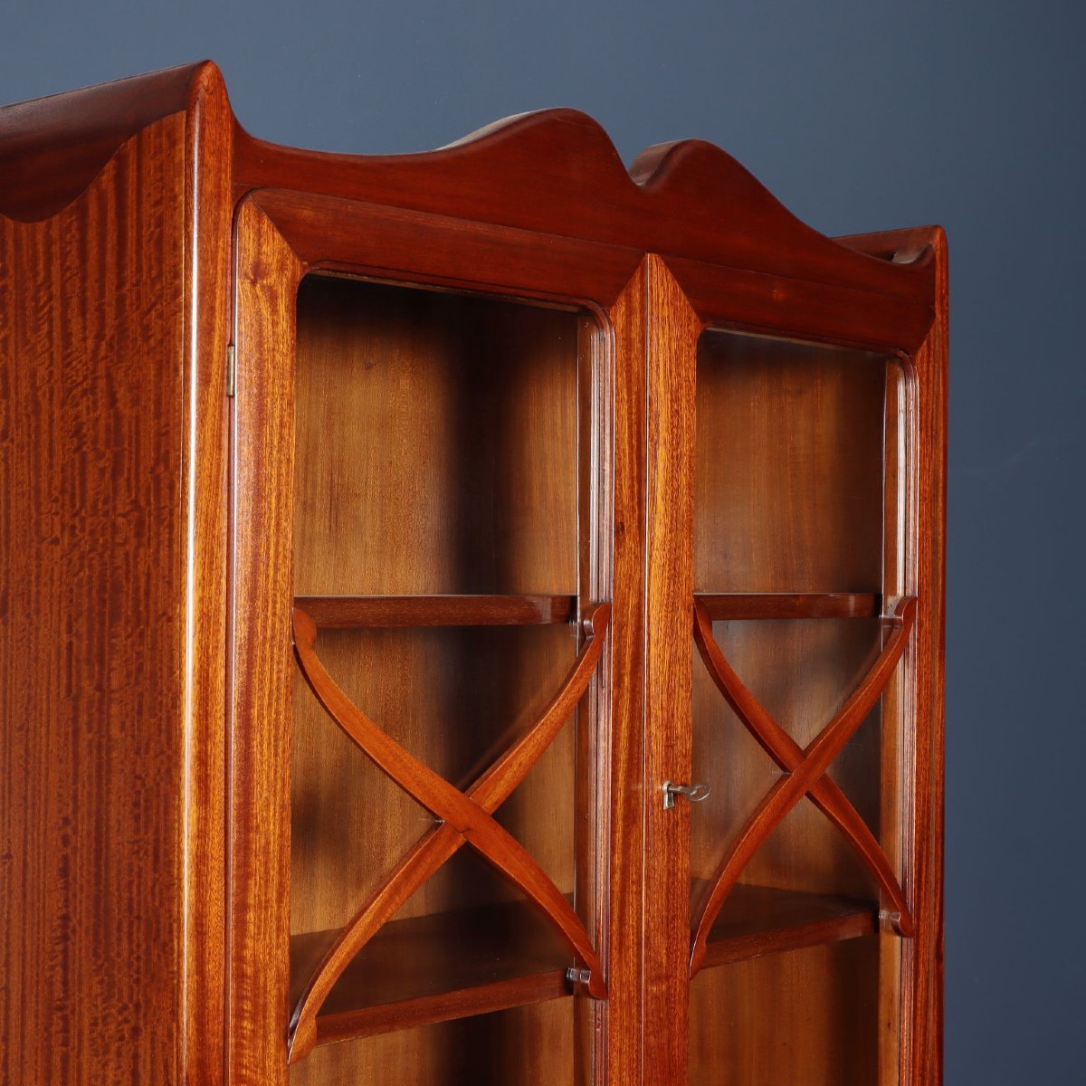 Vintage Trumeau Mahogany Wood Veneer Design Italy 1950s Original-photo-4