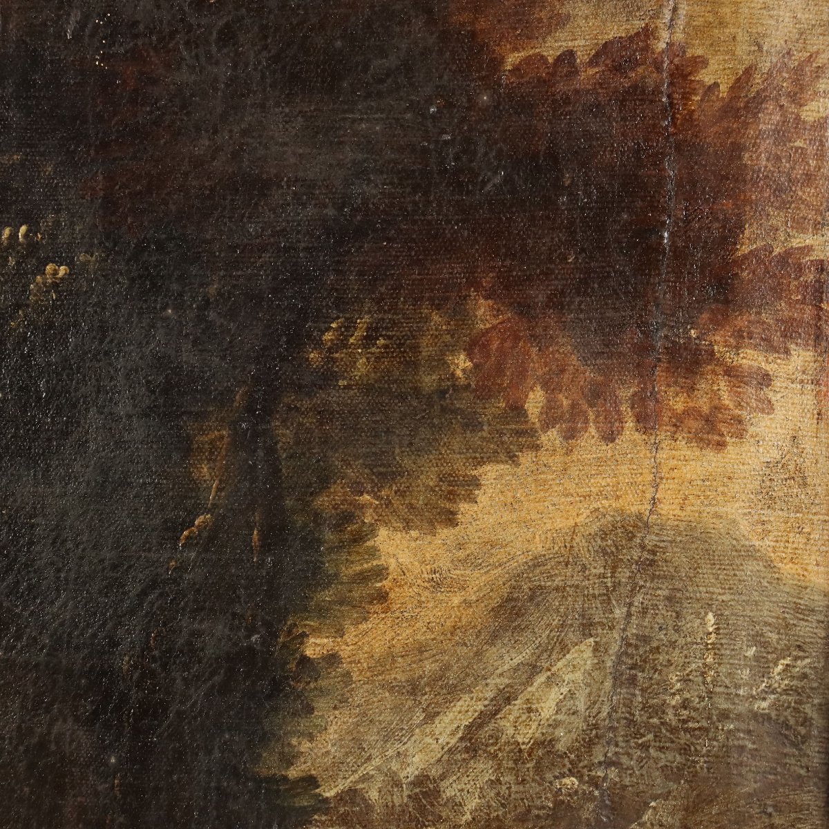 Antique Painting Landscape With Buildings Oil On Canvas '700-photo-4