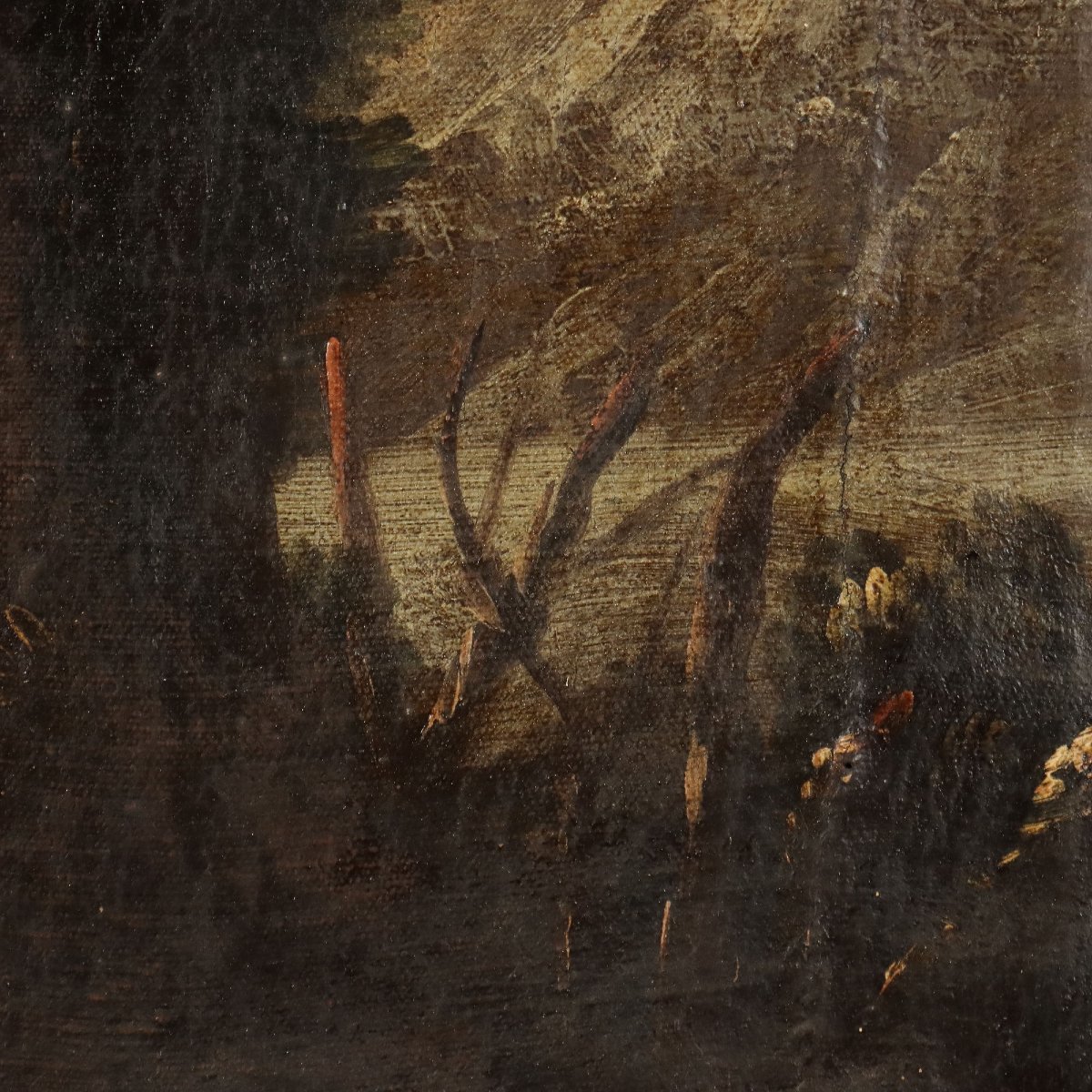 Antique Painting Landscape With Buildings Oil On Canvas '700-photo-2