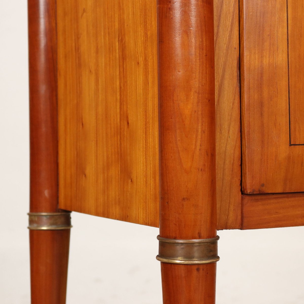 Vintage Cabinet Cherry Veneer Brass Italy 1950s Original-photo-2