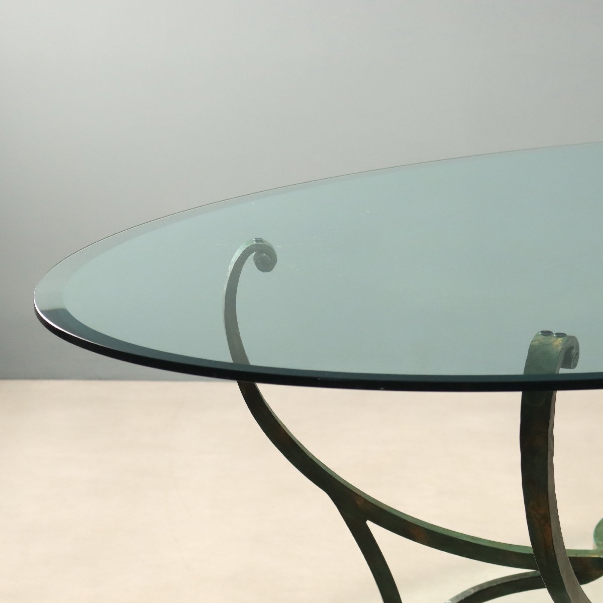 Wrought Iron And Glass Table With An Elliptical Top, Italy, Late 20th Century-photo-2