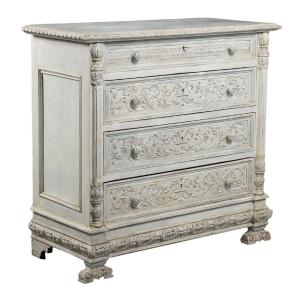 Antique Chest Of Drawers Renaissance Style Lacquered Wood '900