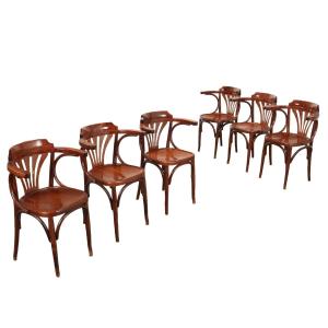 Antique Chairs Thonet Style Curved Painted Beech Italy XX Century