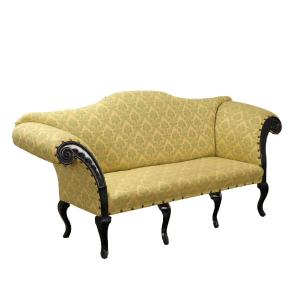 Antique Sofa Walnut Fabric Upholstery Italy XVIII Century