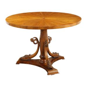 Table à Rallonges Ancienne Style Empire Noyer Italie du XXe Siècle